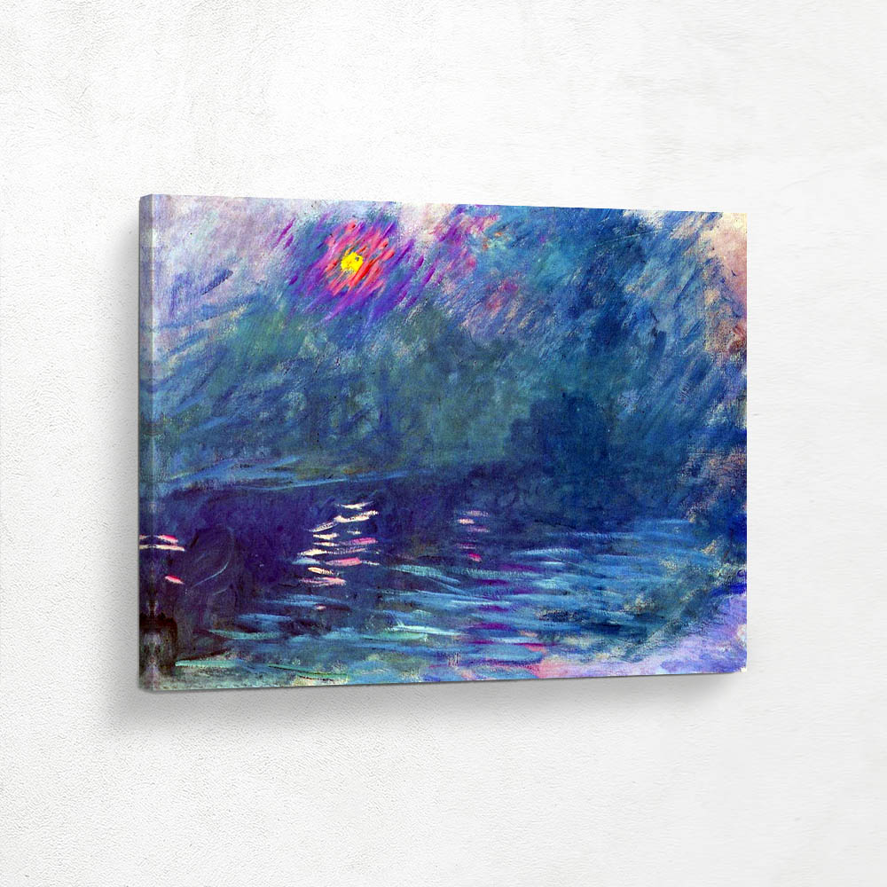 Vintage art prints by Claude Monet feature the iconic painting of Waterloo Bridge under fog, available in a variety of formats. These include poster prints, wall art, metal prints, framed prints, fine art prints, vinyl wall peels, peel-and-stick vinyl, stretched canvas, and framed canvas wall art with floater frames in black, brown, or white.