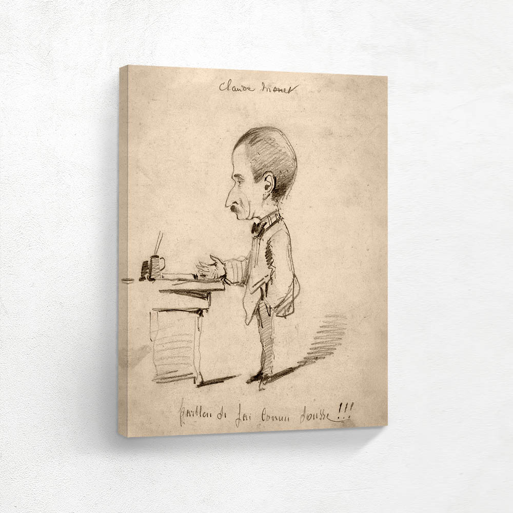 Caricature of a Man Standing by Desk 1855