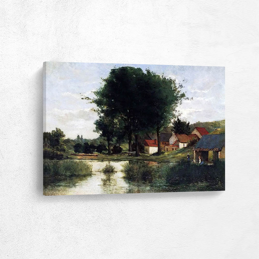 Autumn Landscape Farm and pond