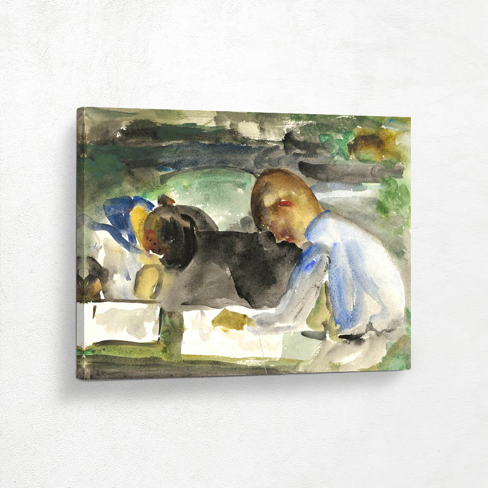 Two drawing children