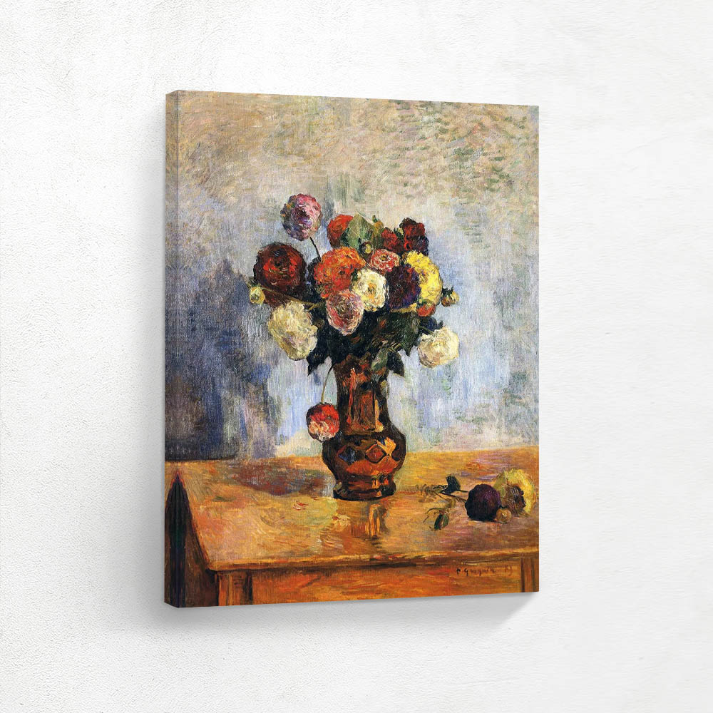 Dahlias in a copper vase