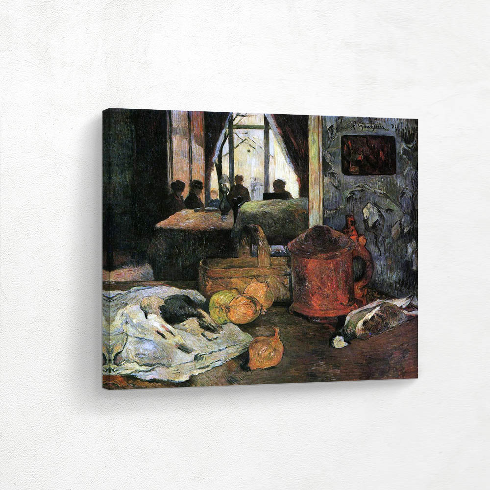 Still Life of Onions and Pigeons and Interior in Copenhagen