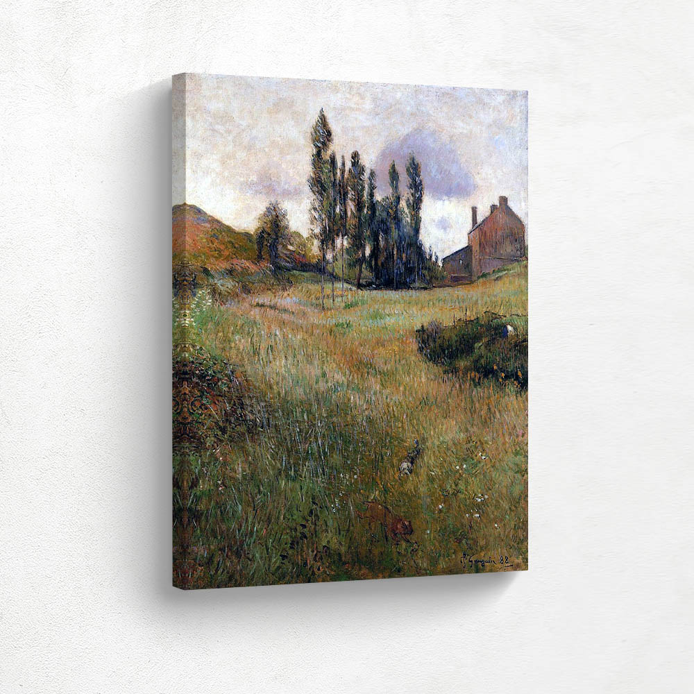 Dogs running through a field