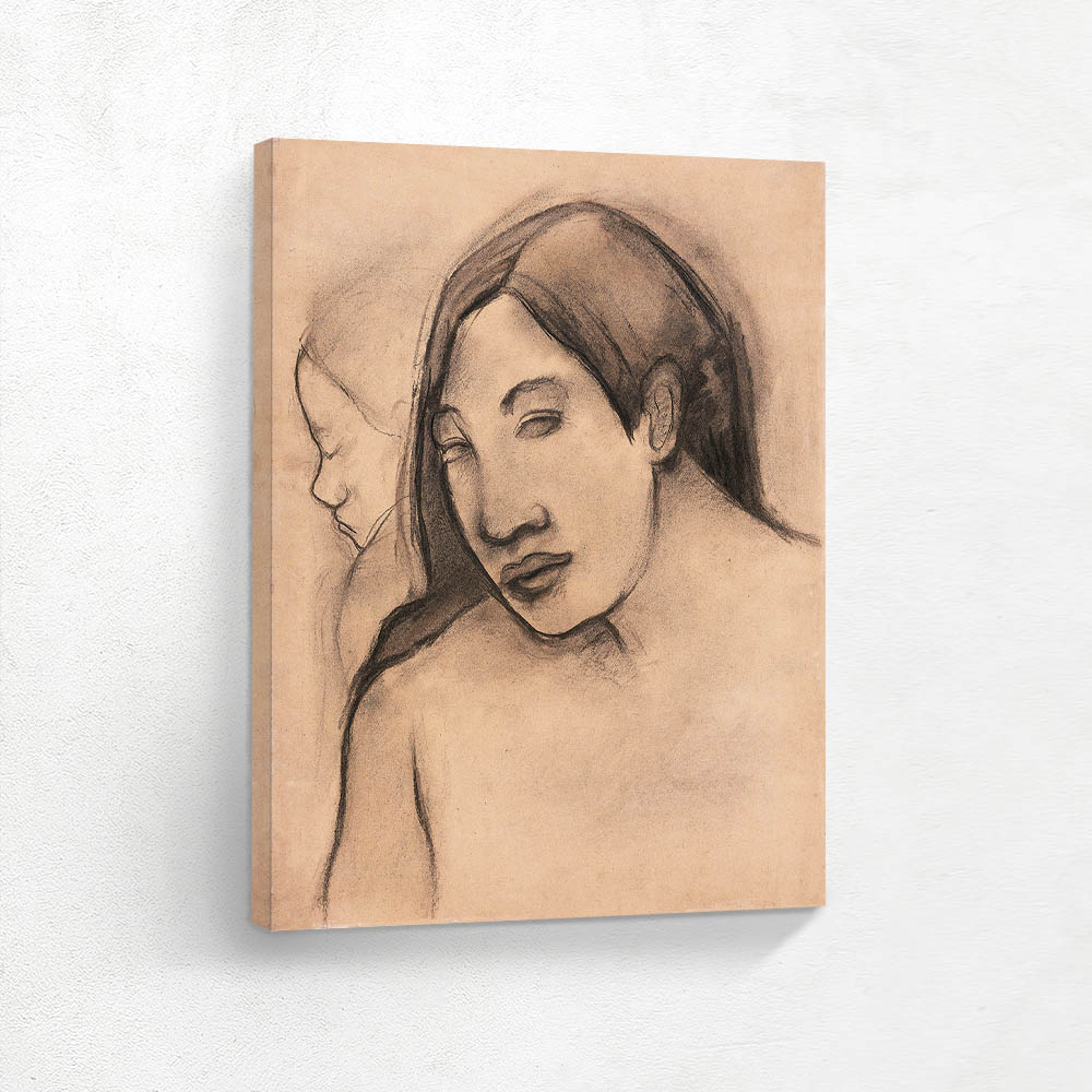 Heads of Tahitian Women Frontal and Profile Views