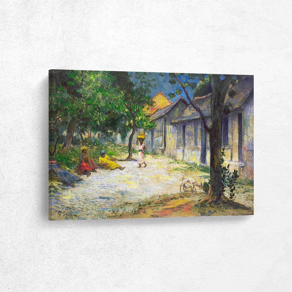 Village in Martinique Femmes et Chevre dans le village