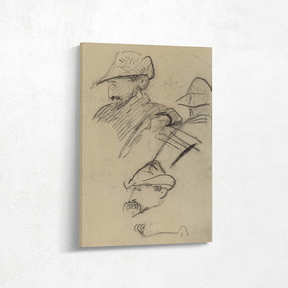 Three Studies of a Man Wearing a Hat recto