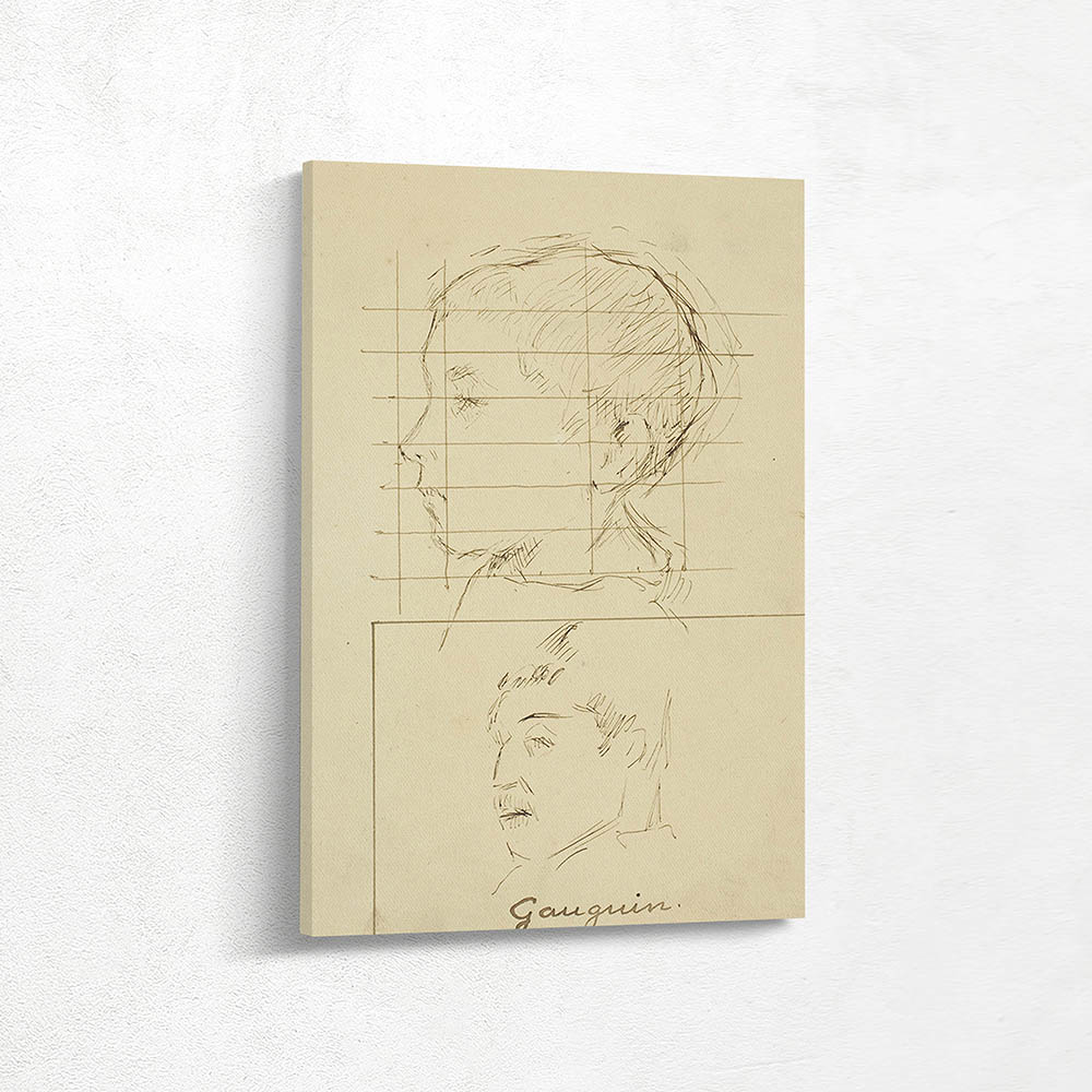 Heads of a Boy and a Man Self Portrait