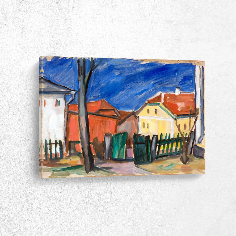 Houses with a green fence