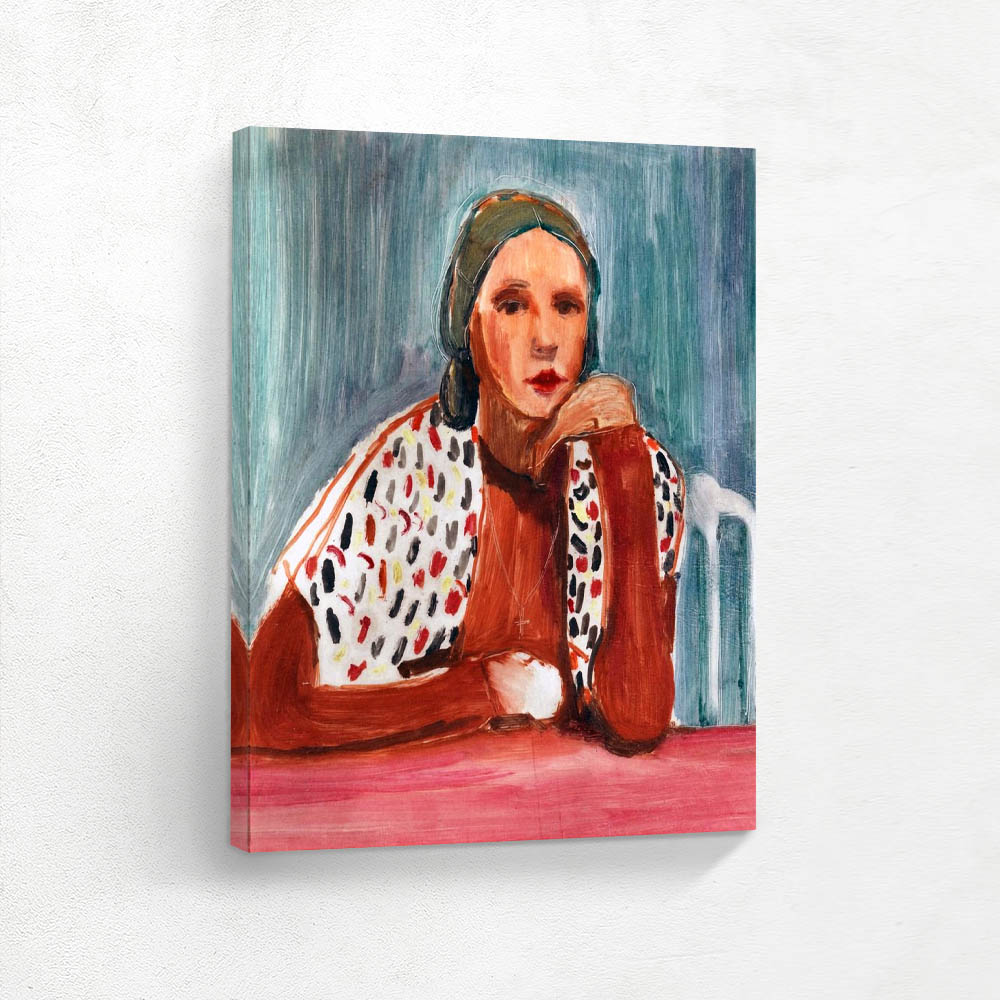 Woman in a variegated dress