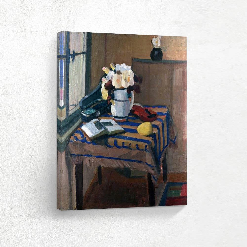 Still life with flowers and lemon