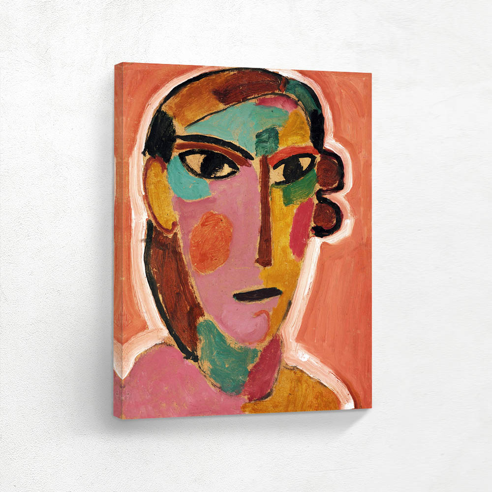 Mystical Womens head on red Background