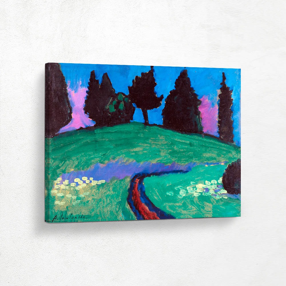 Dark Trees over Green Slope