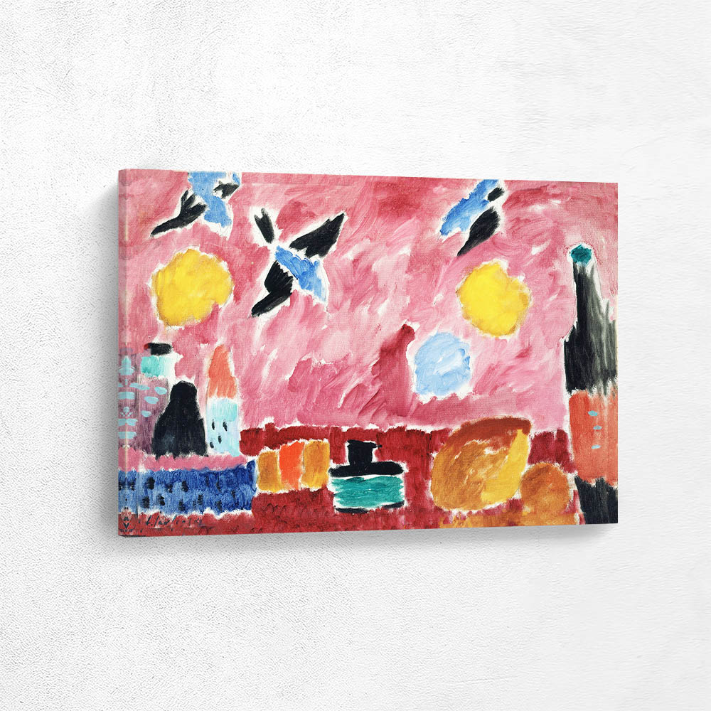 Still Life with Bottle, Bread, and Red Wallpaper with Swallows