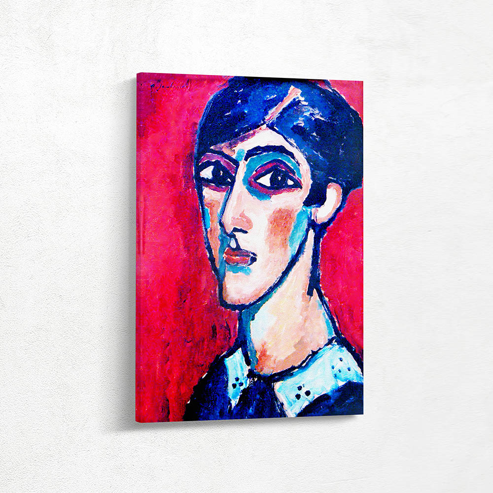 Large Womans Head on Red