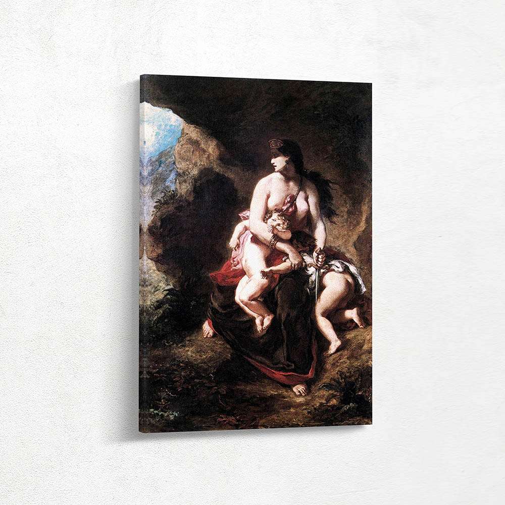 A painting of a woman holding a child