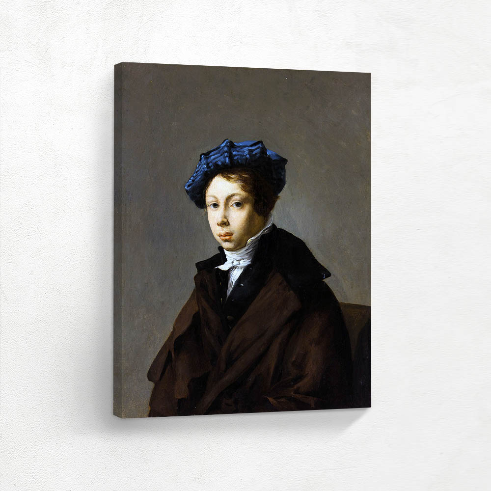 Portrait of a young man wearing a blue beret
