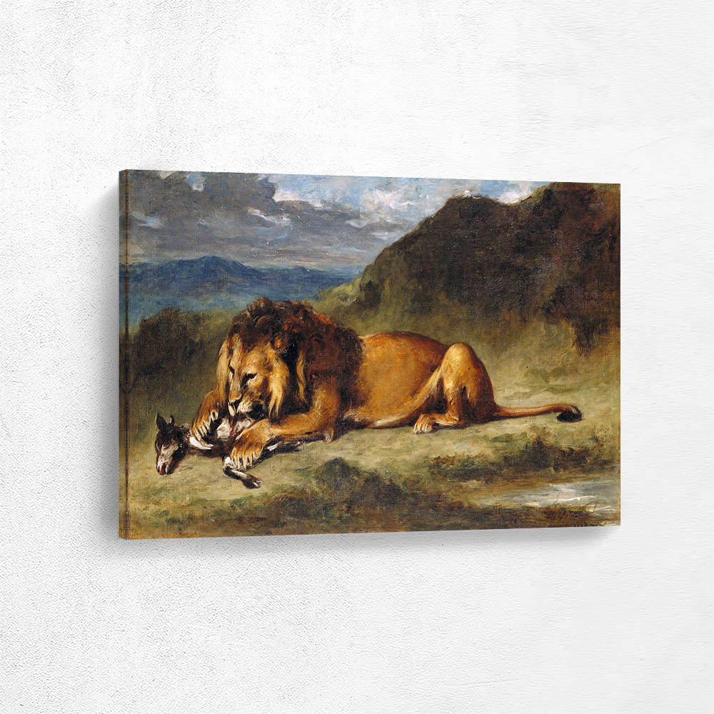 Lion devouring a goat