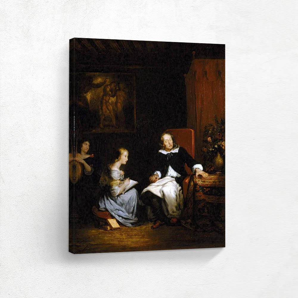 Milton dictating to his daughters his epic poem Paradise Lost