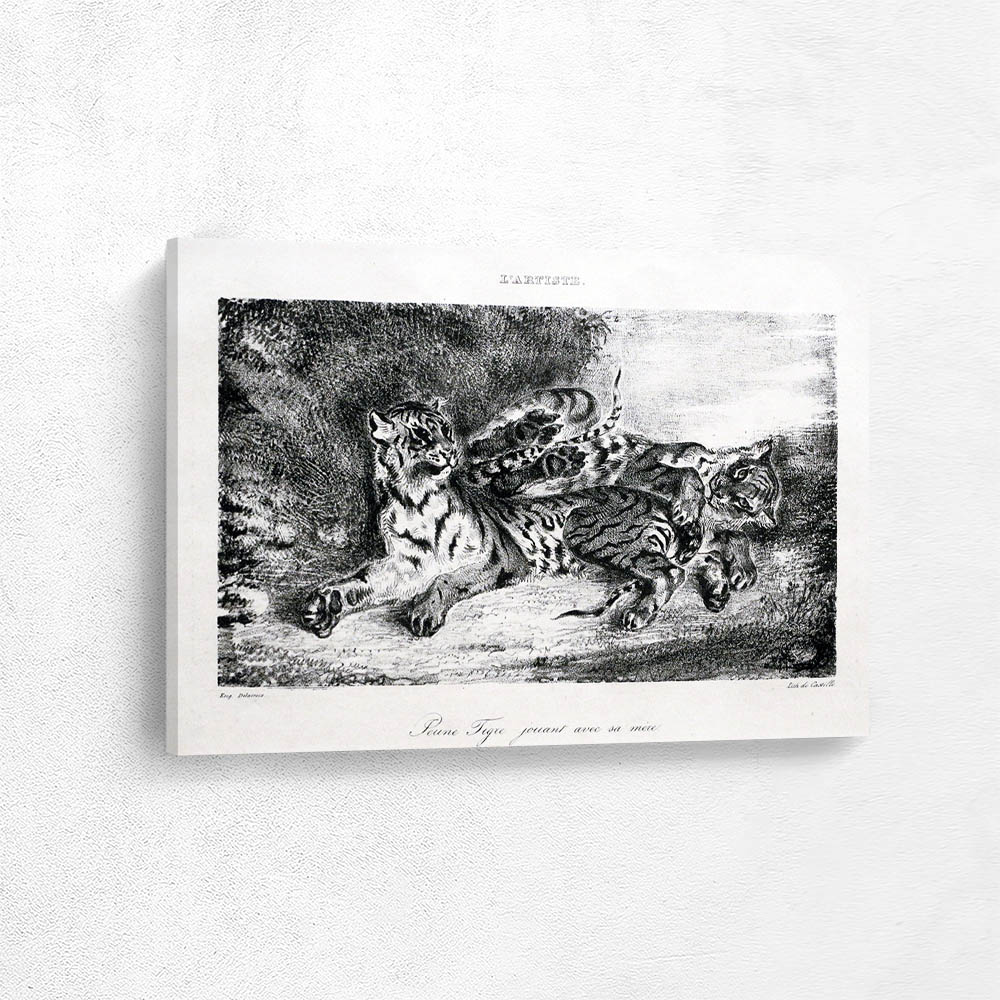 Young tiger playing with his mother