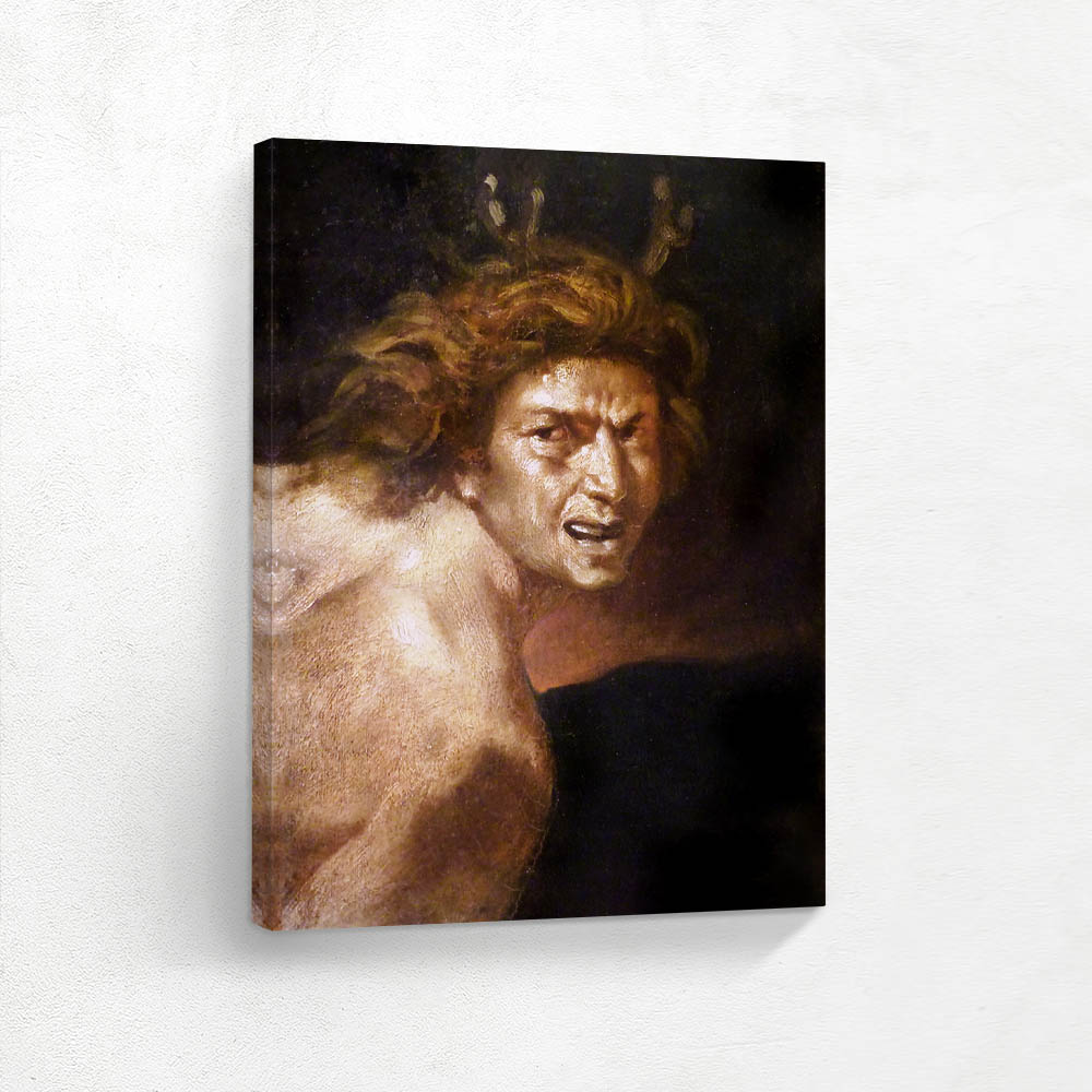 A painting of a man with a weird face