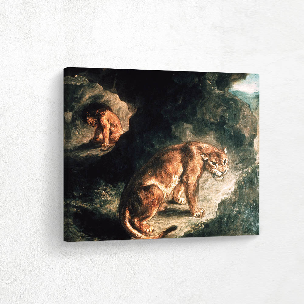 Lioness and Lion in a Cave