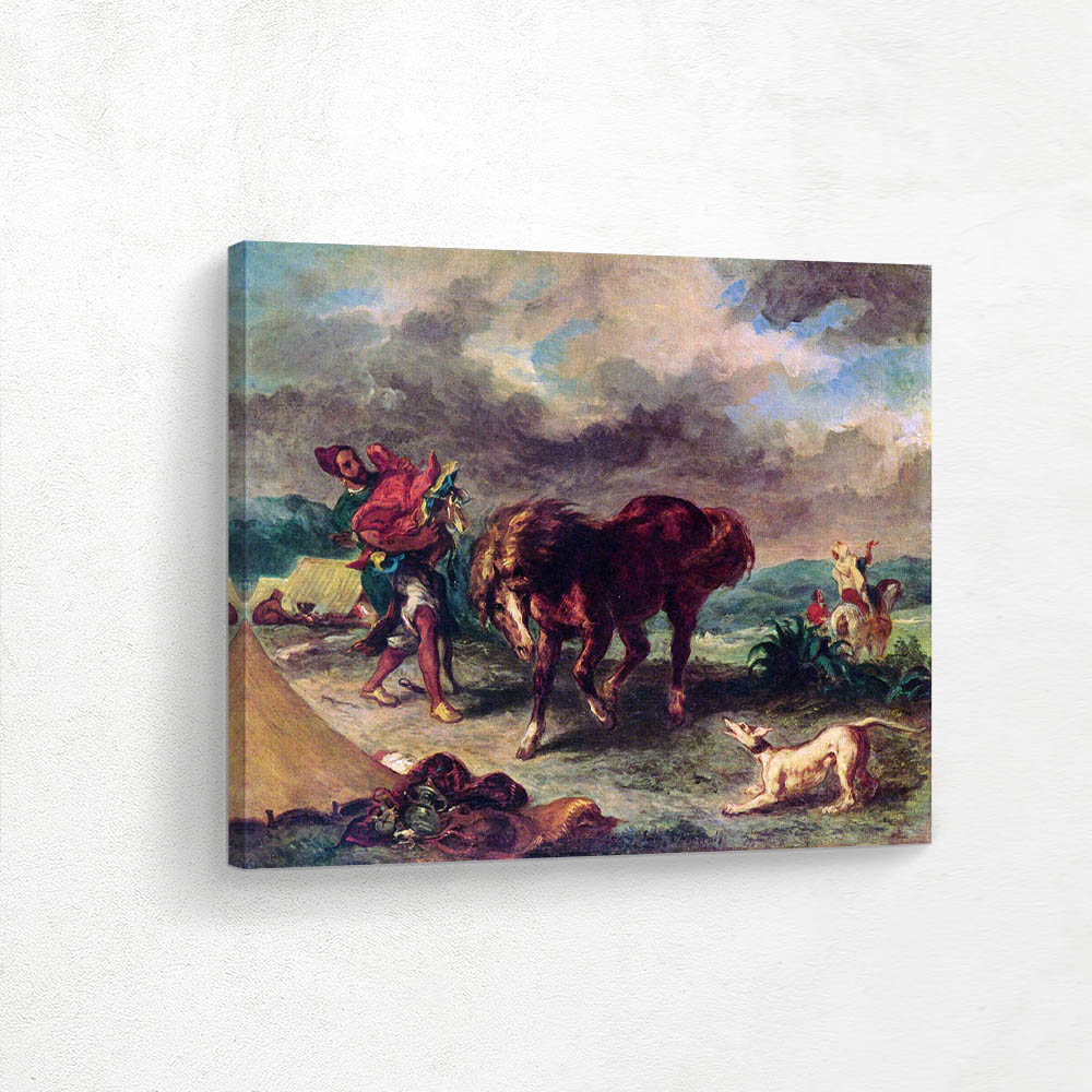 An Arab Saddling his Horse