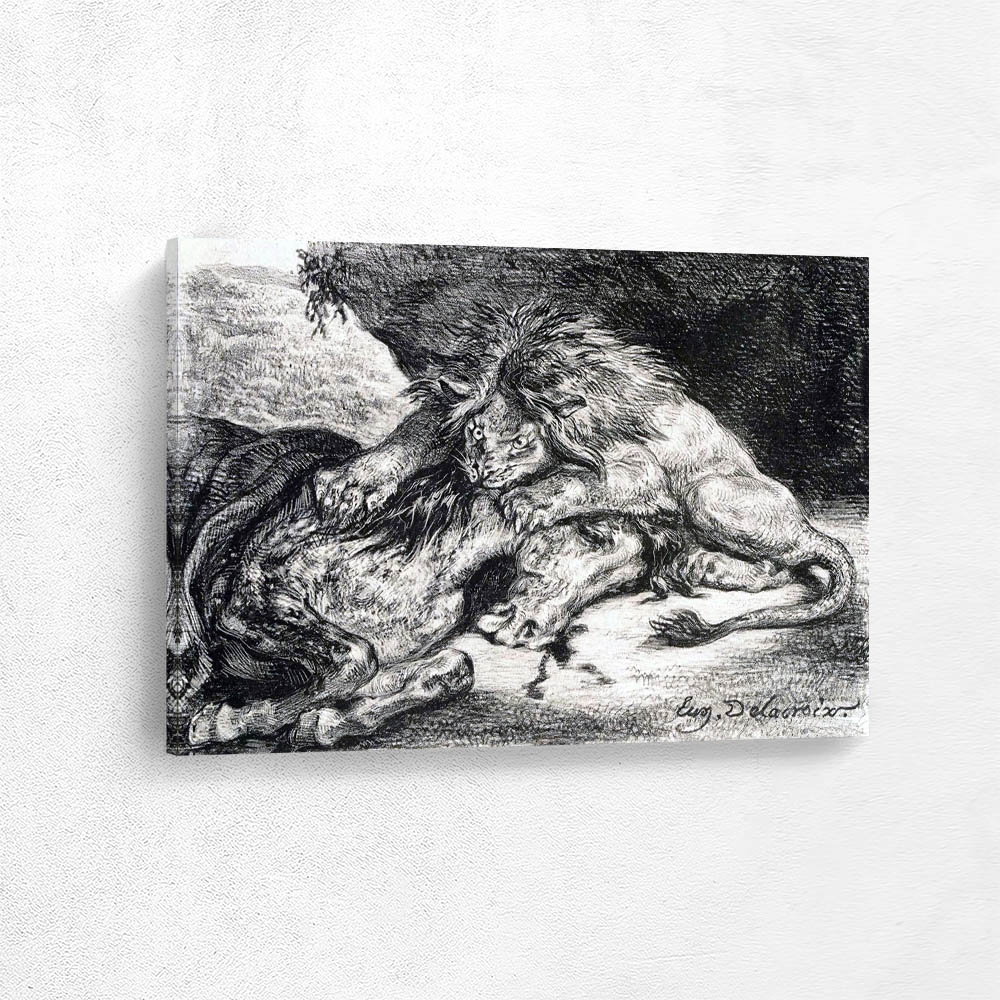 Lion Attacking a Horse
