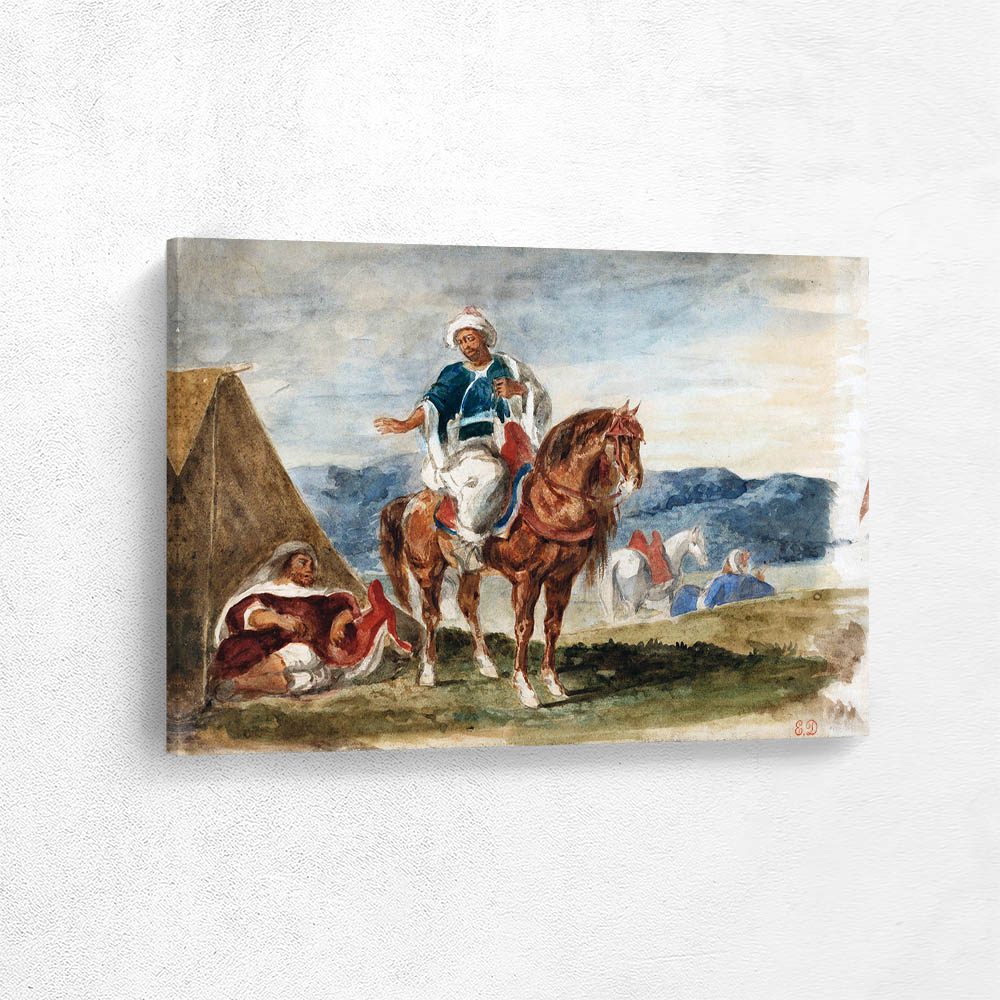 Three Arab Horsemen at an Encampment