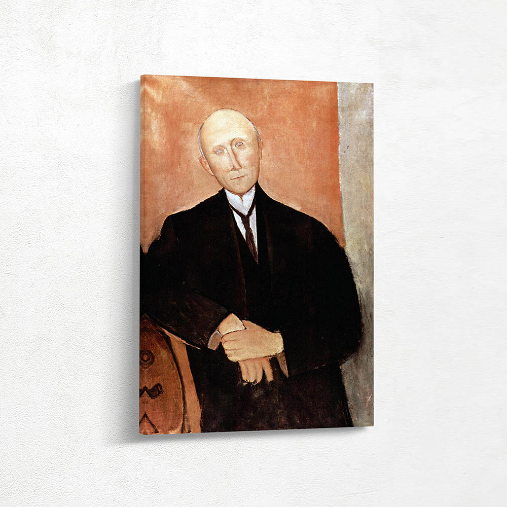 Sitting Man on Orange Background