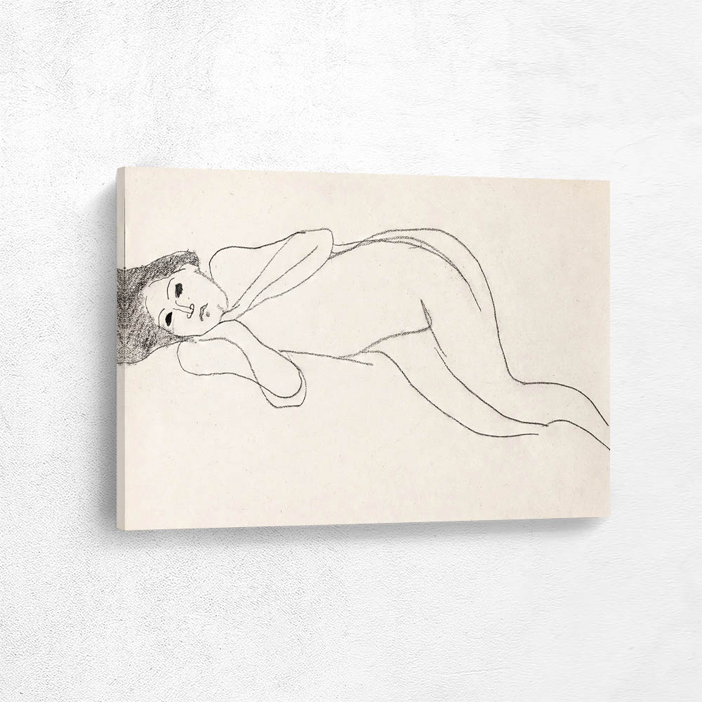 Three Quarters to the Left Lying on a Sofa Hand on Chin Front