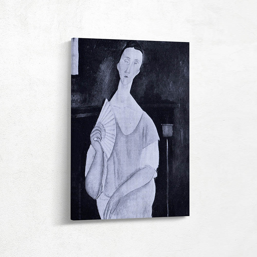 Woman with a Fan  in Black and White