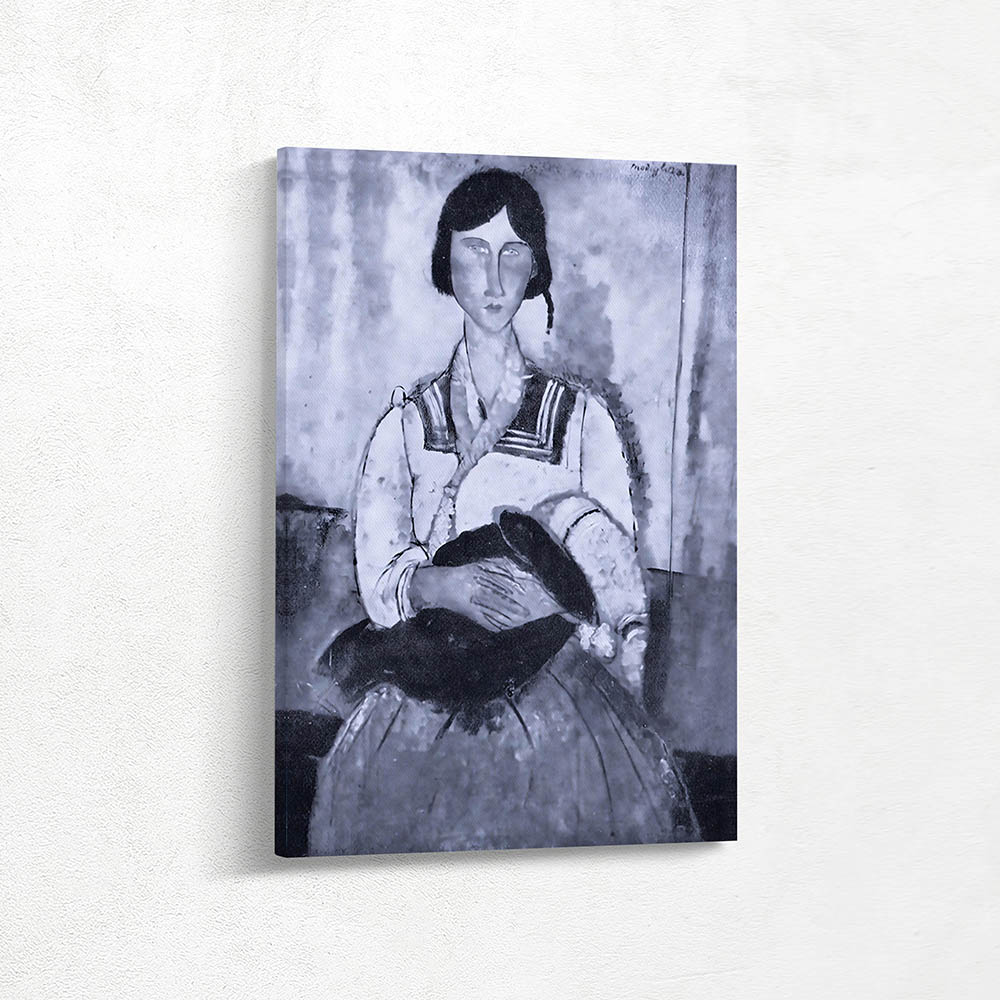 Gypsy Woman with Baby in Black and White