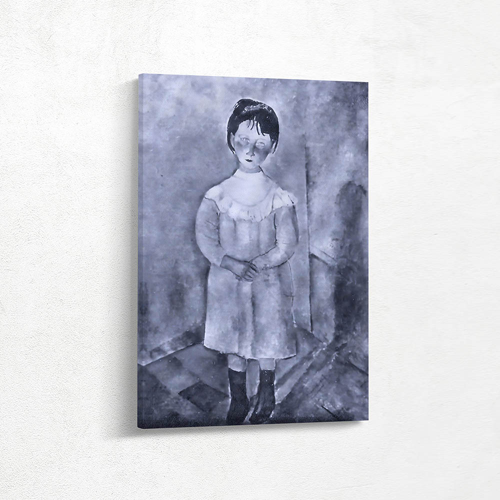 Girl in Blue Dress in Black and White