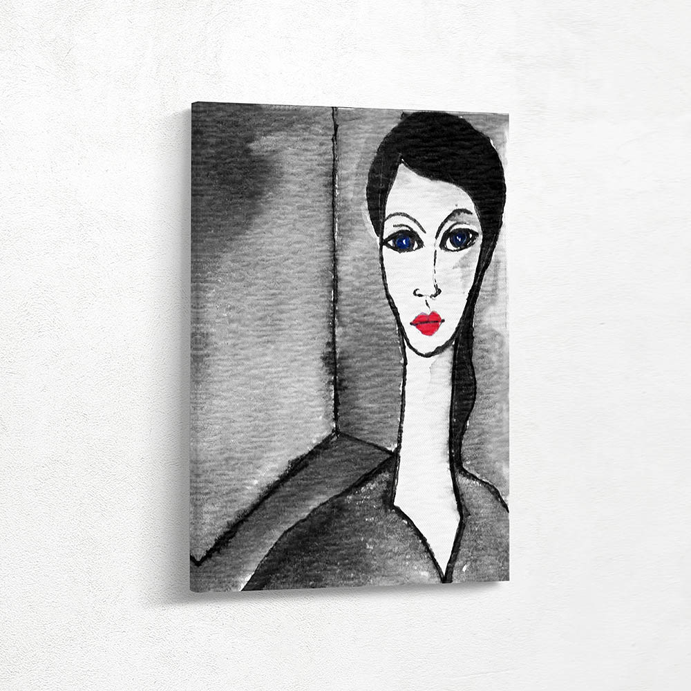 Lady with Blue Eyes and red Lips