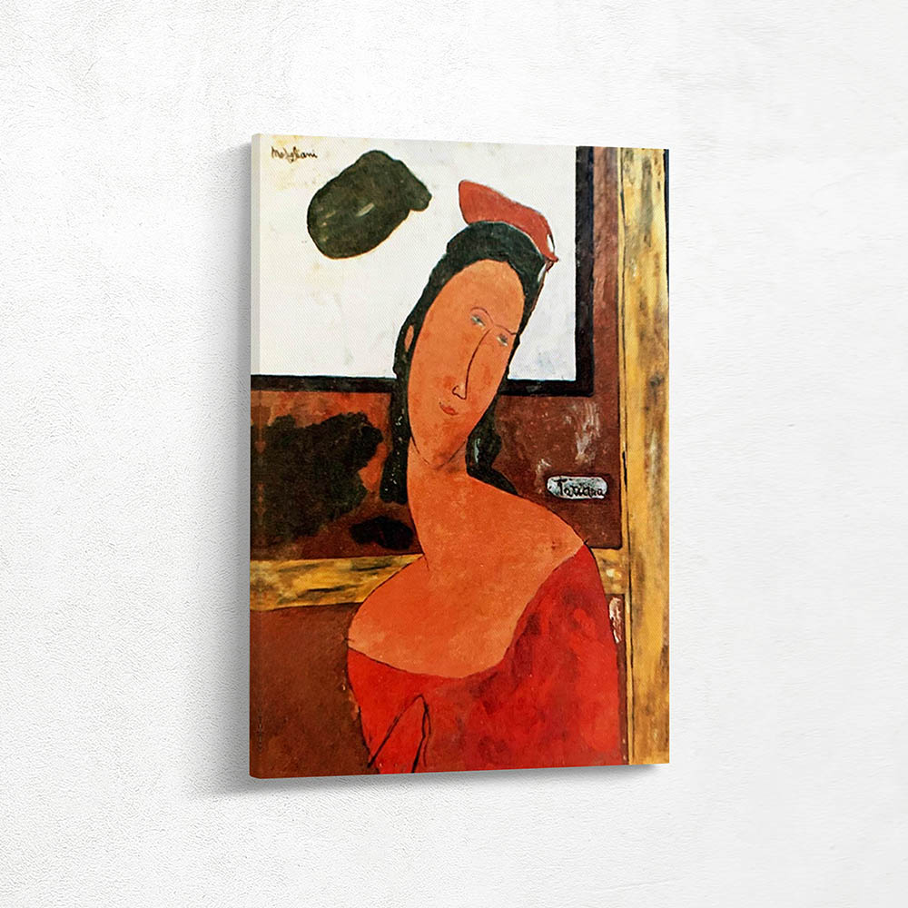 Jeanne Hebuterne in Red Dress and Bow