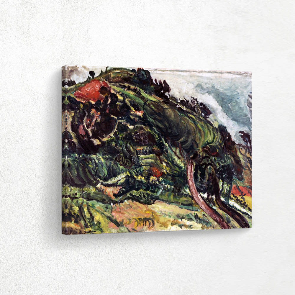Landscape with trees in the wind