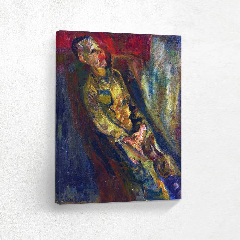 Young man obliquely lying