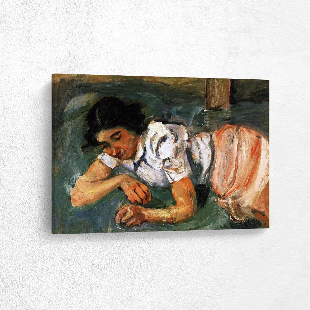 Young woman lying in the grass looking for a four-leaf clover