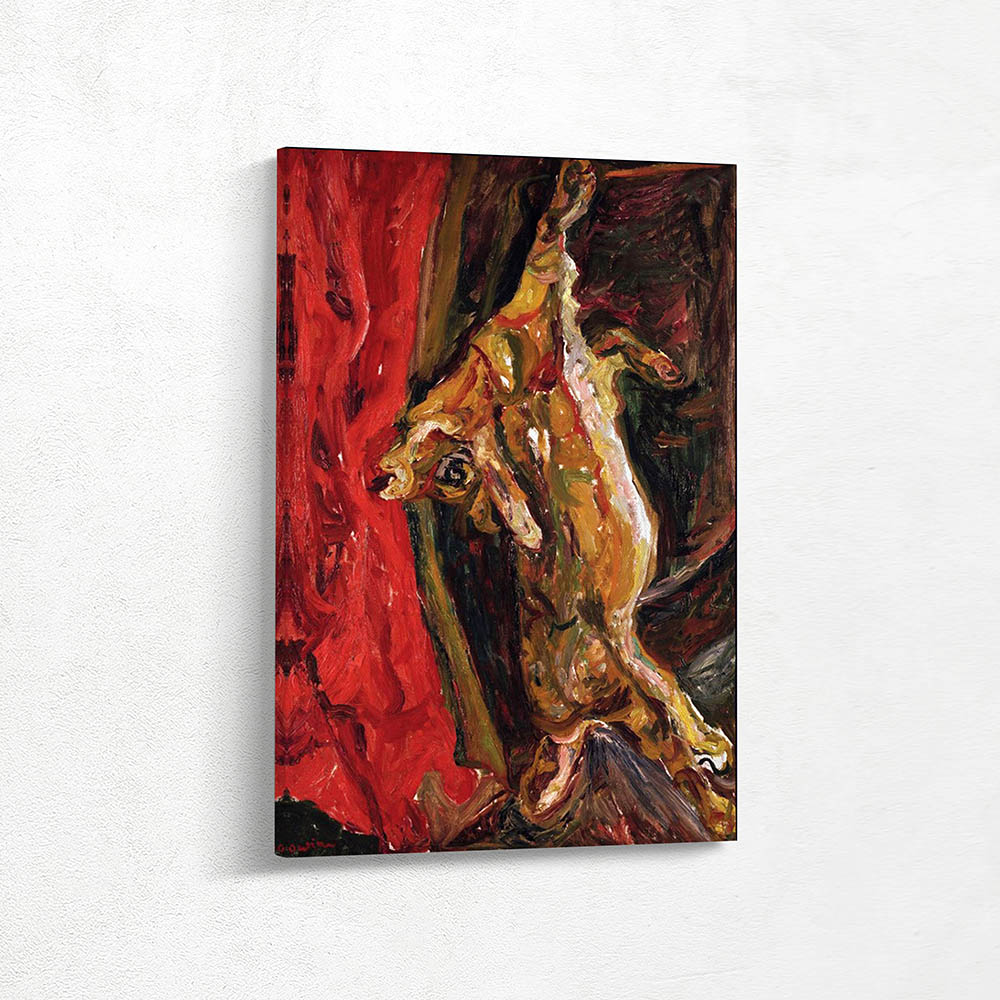 Hanging Calf by red Curtain