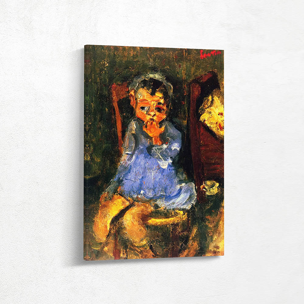 Child seated in Blue