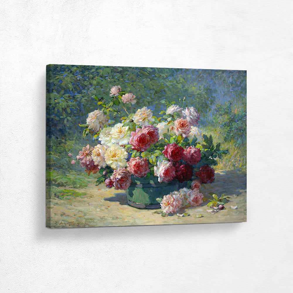 Roses in a Green Barrel