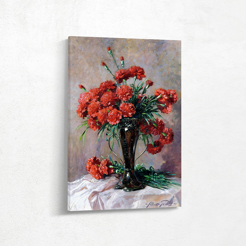 Carnations in a silver vase