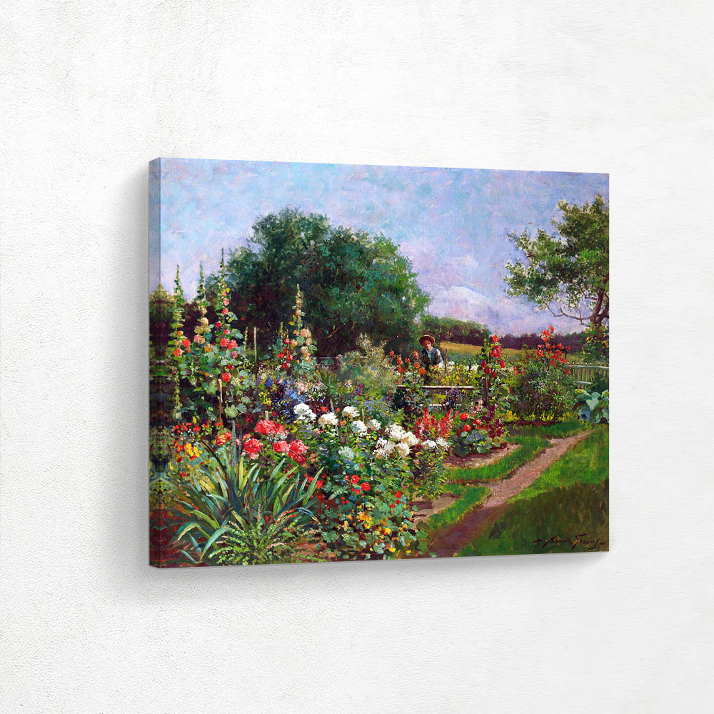 Garden with Hollyhocks