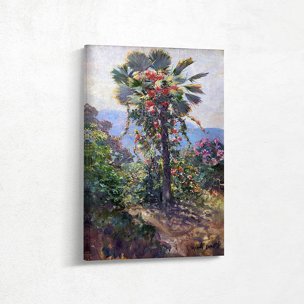 Flowering Vines on Palm Tree