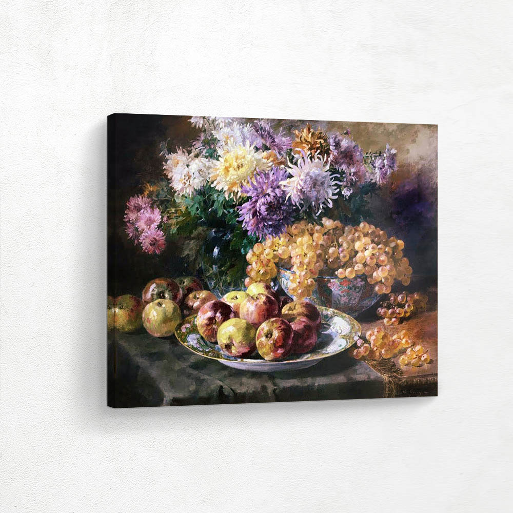 Still Life with Flowers Apples and Grapes