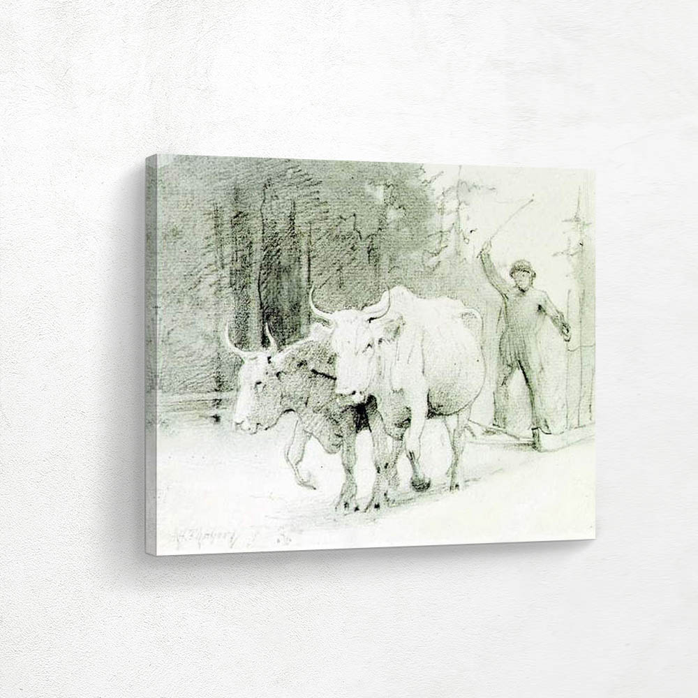 A French Peasant Driving Oxen