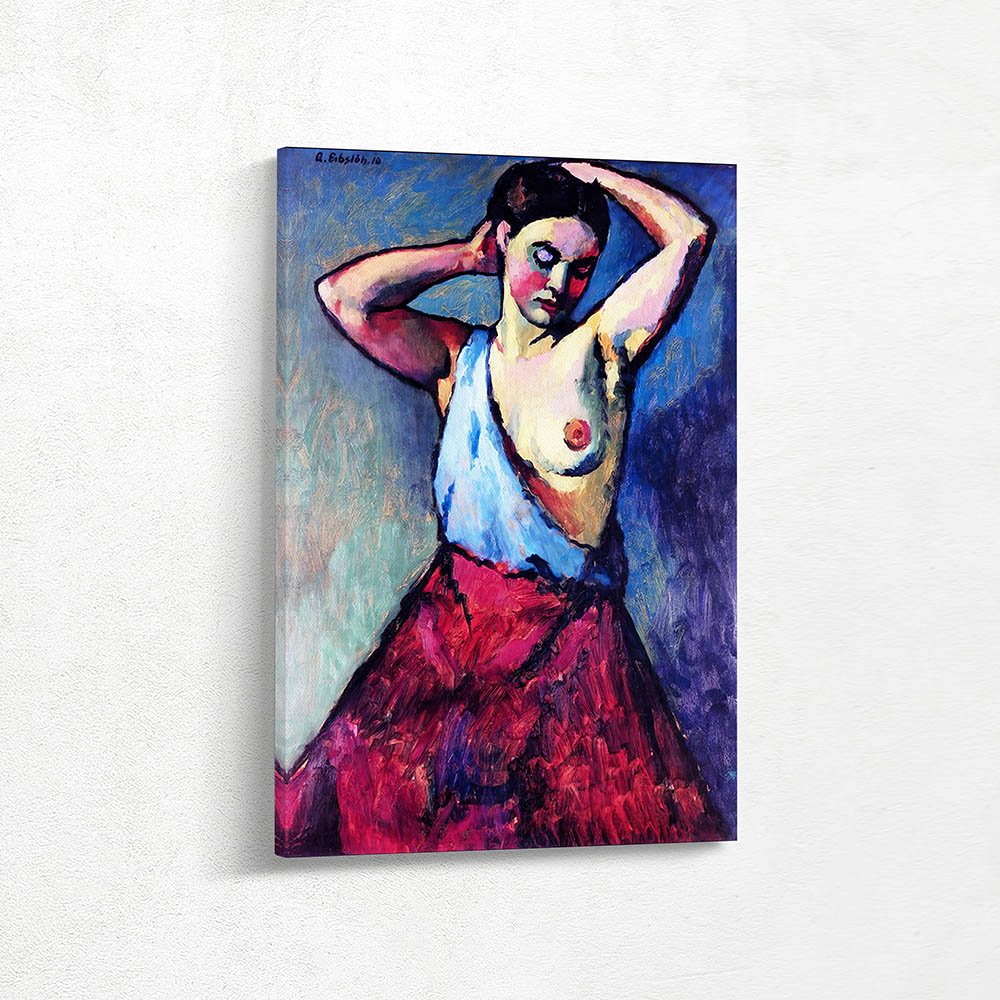 Girl with Red Skirt Partially Nude