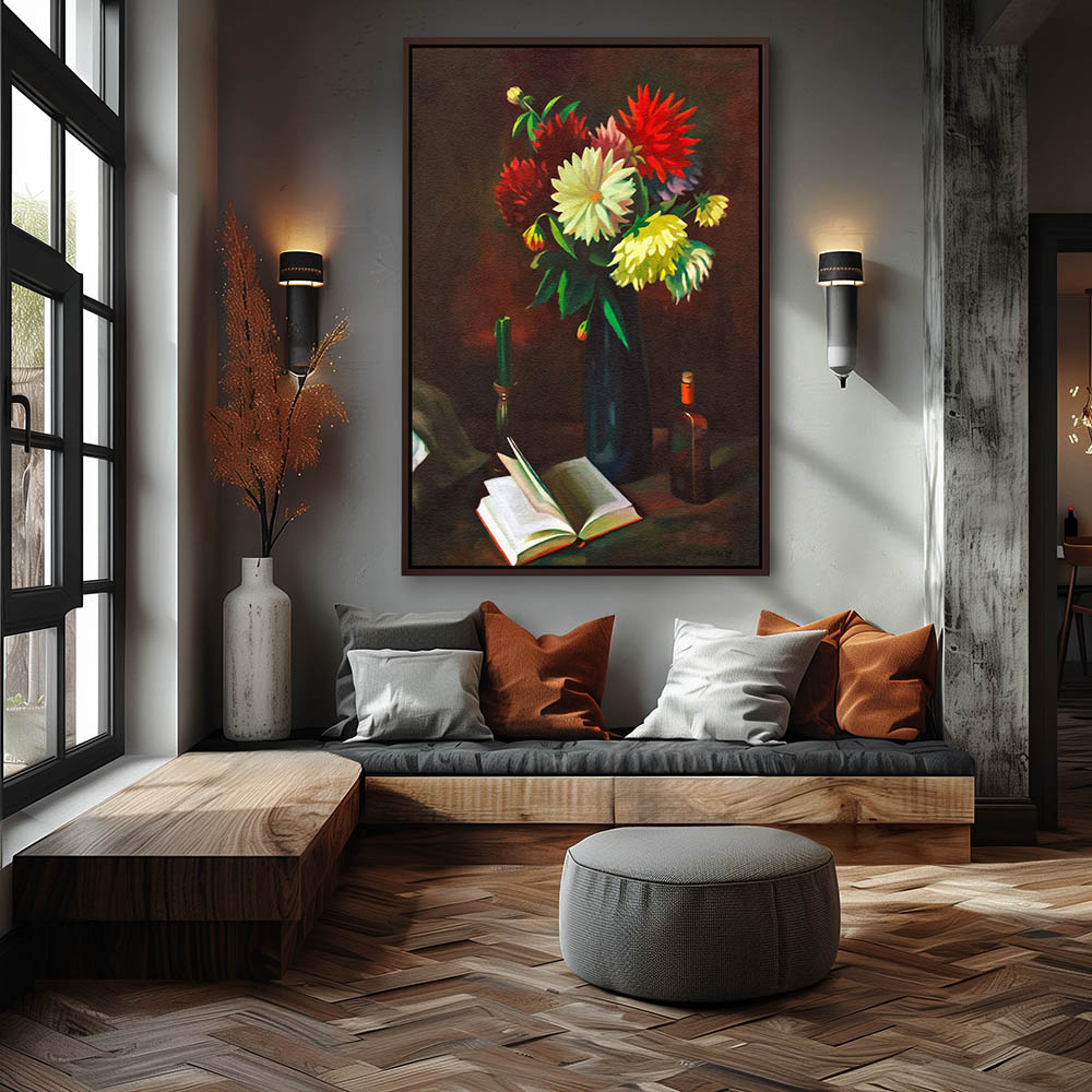 Dahlia Bouquet with Book, Candle, and Bottle - Image 3