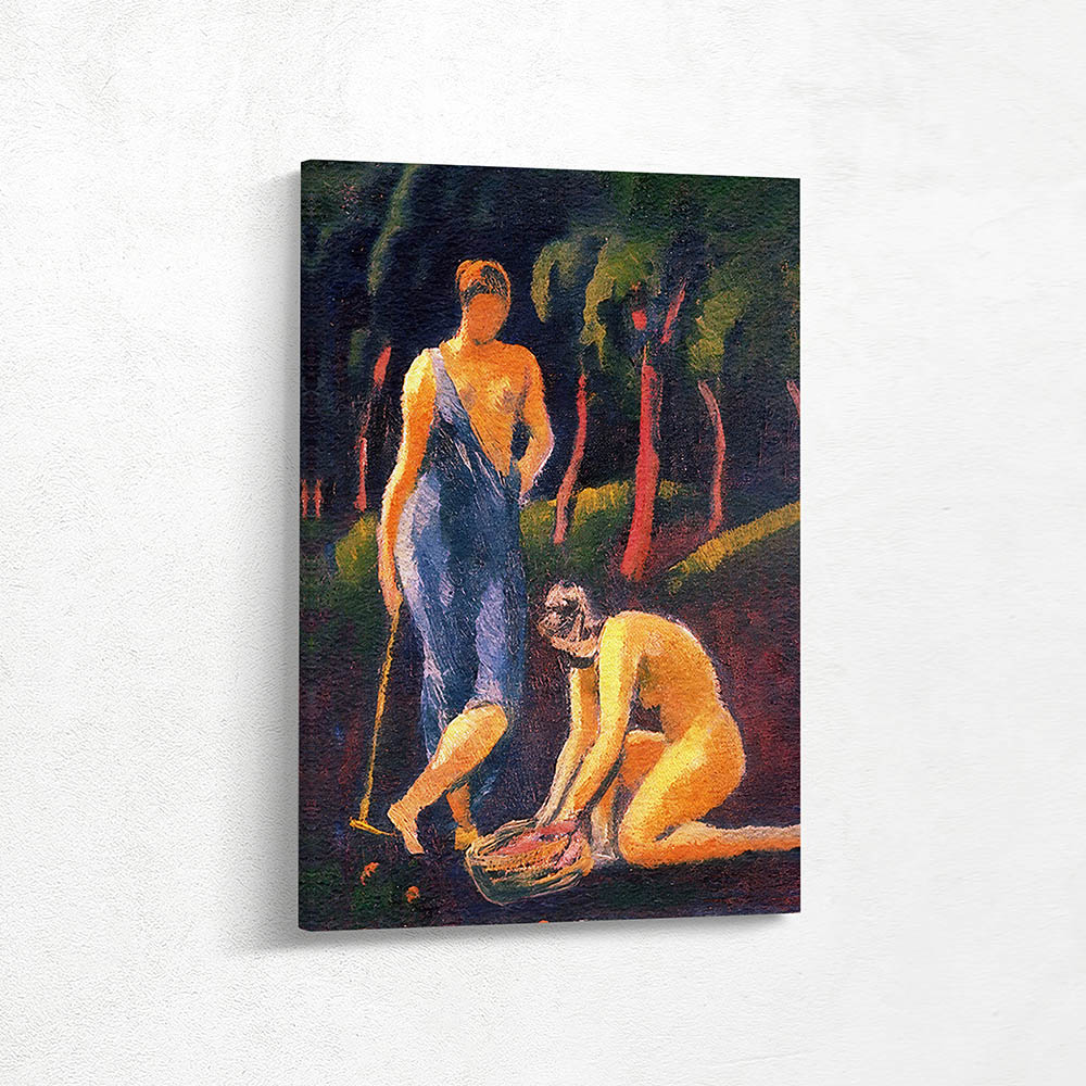 Two Nude Woman Working in the Garden