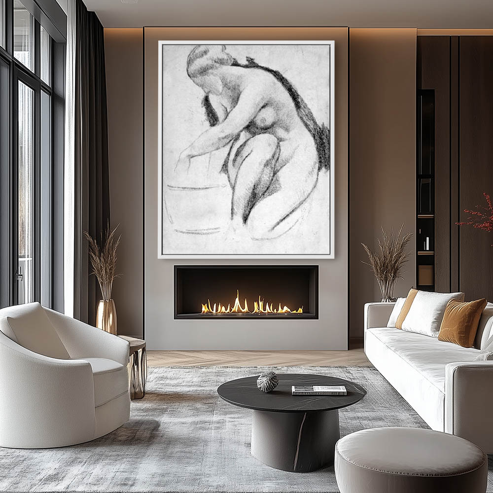 Seated Female Nude Washing Herself - Image 4